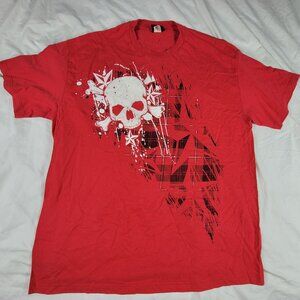 Hybrid Tees Mens XL Red Graphic Skull T-Shirt Short Sleeve Casual Outdoors
